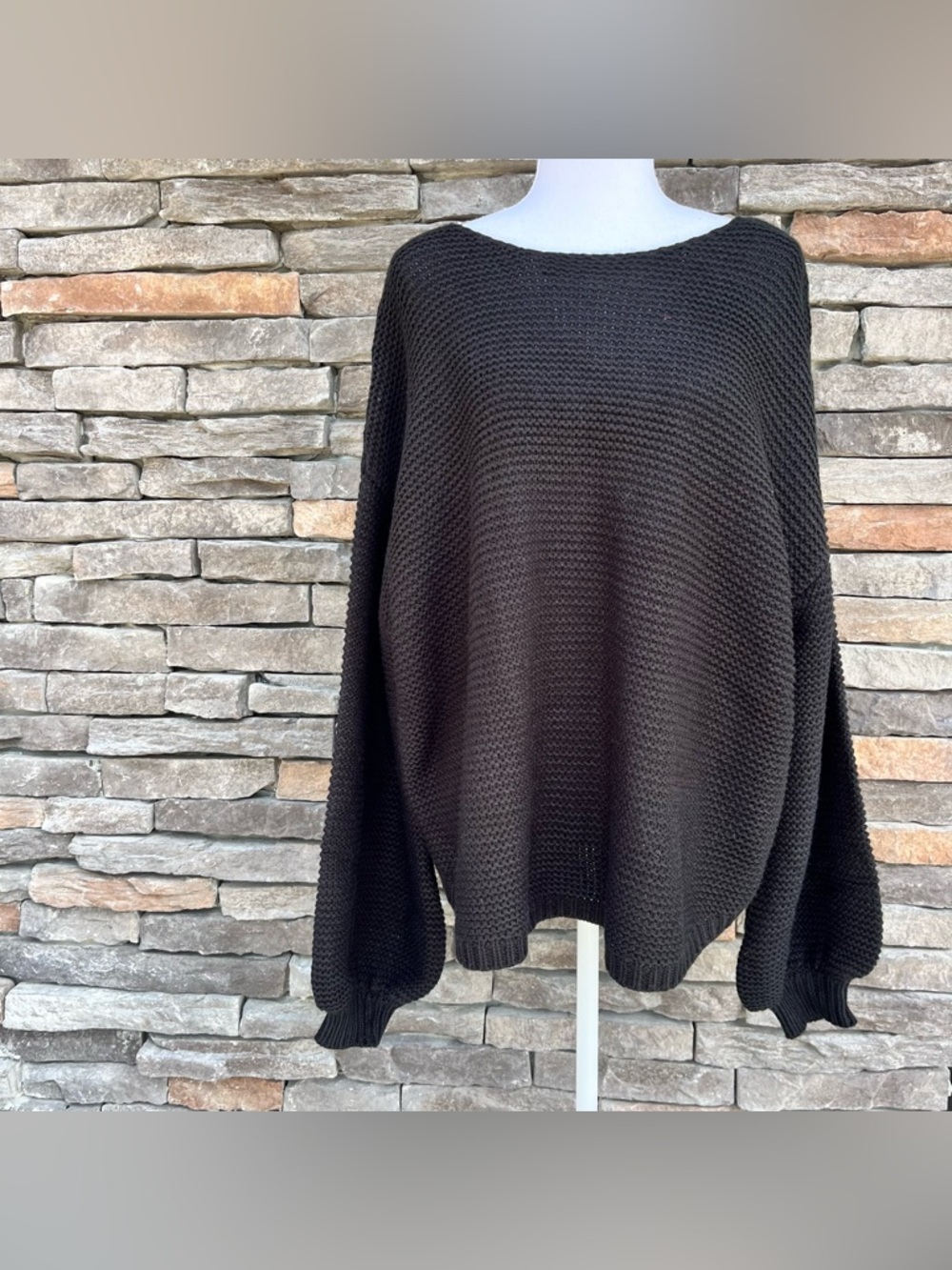 G by Giuliani Black Oversized Waffle Knit Sweater Size XL NWT